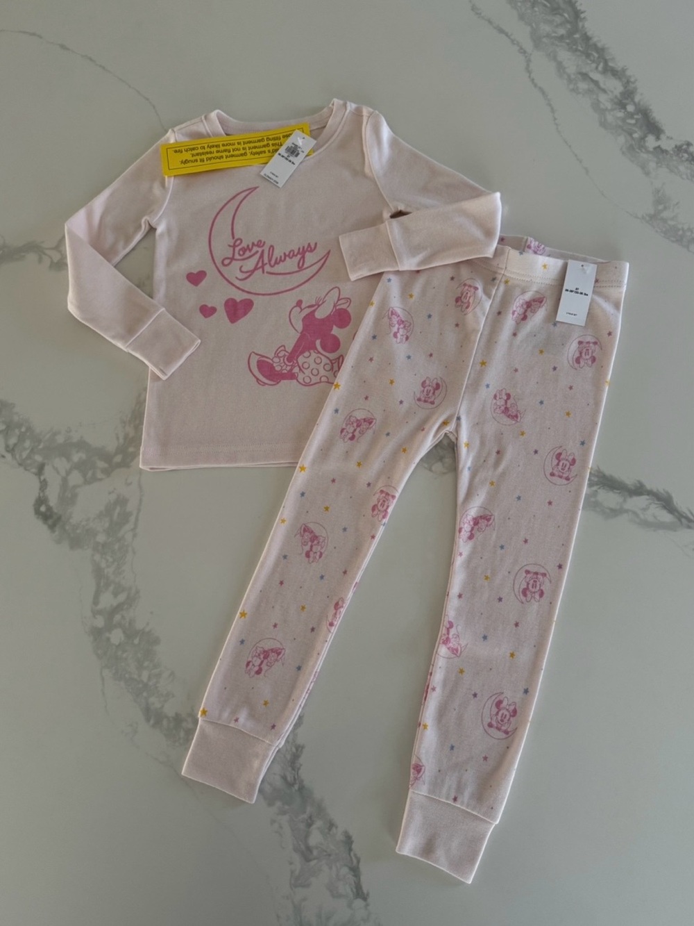 Old Navy Girls Minnie Mouse Pink Moon Pajamas 3T